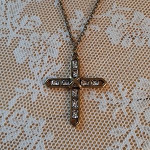 Vintage Style Diamond Cross Necklace